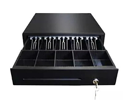 Heavy-duty metal cash drawer with coin and note trays